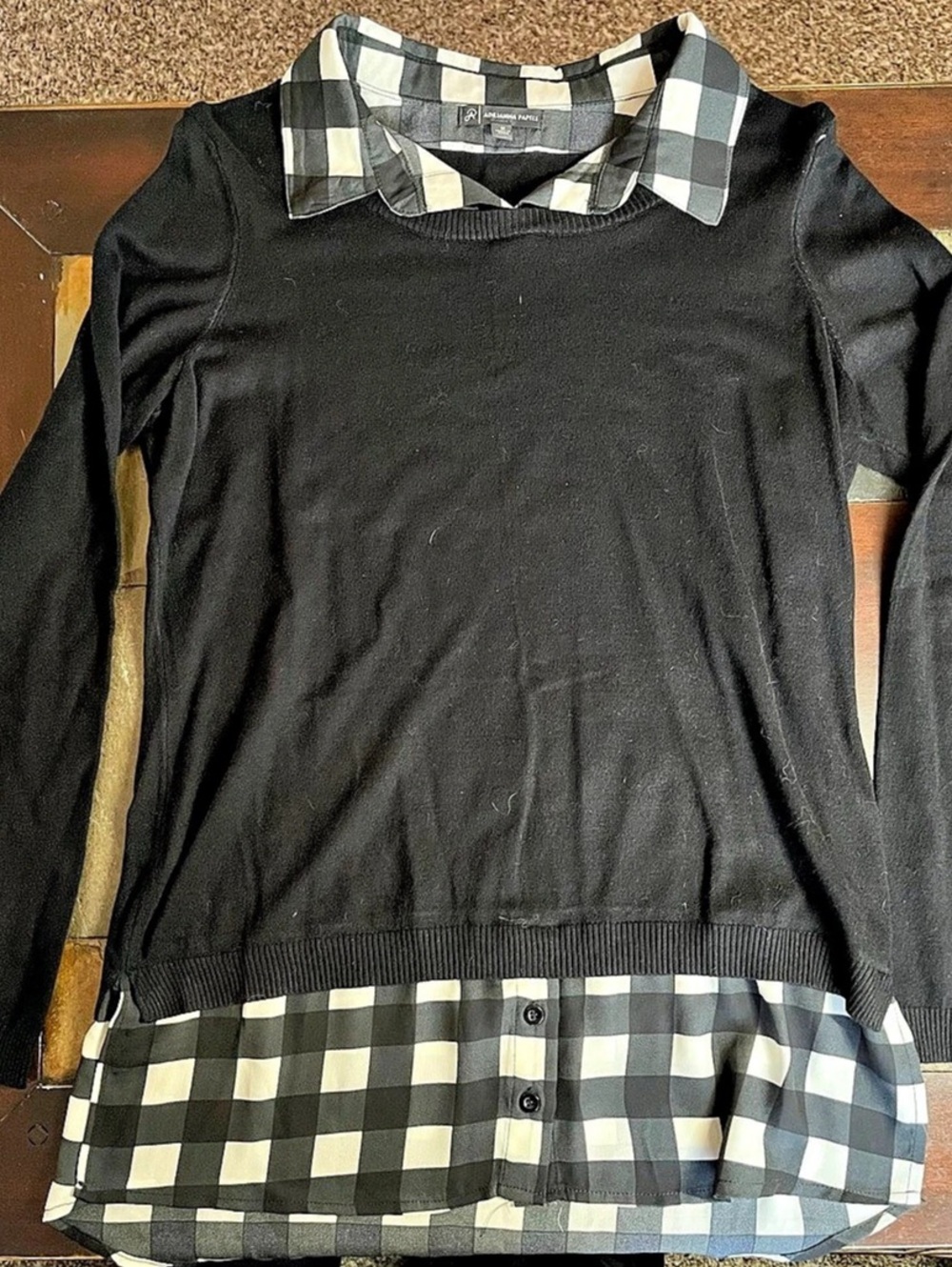 Adrianna Papell Women’s Long Sleeve Collared Twofer Sweater size Medium